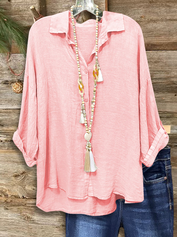 Pink Loose Linen Blouse