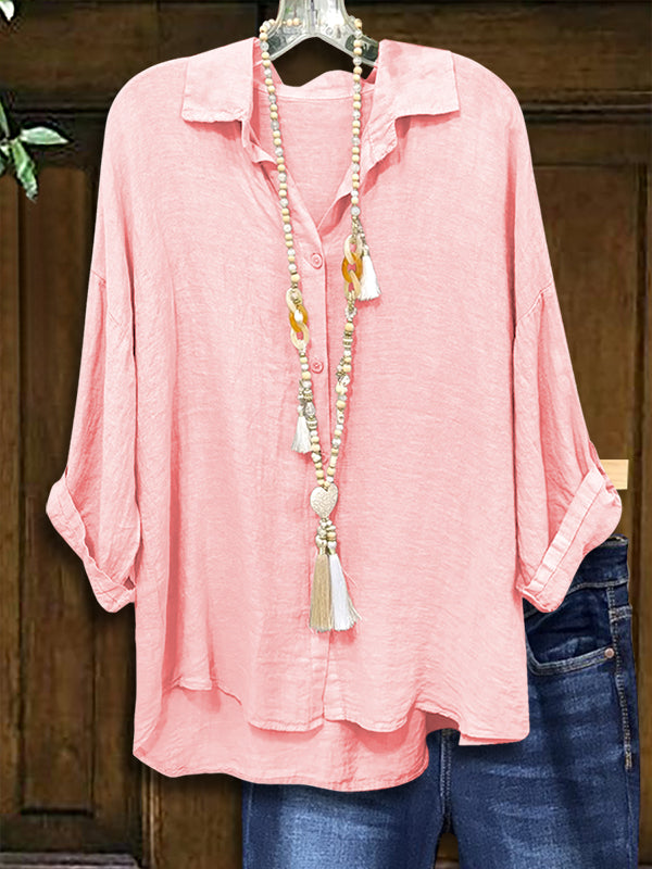 Pink Loose Linen Blouse