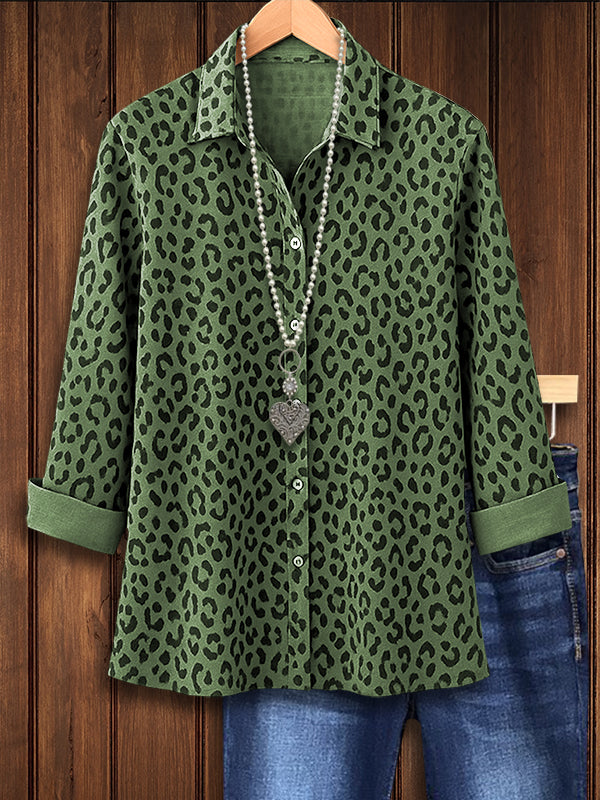 Navy Leopard Button-Up Shirt