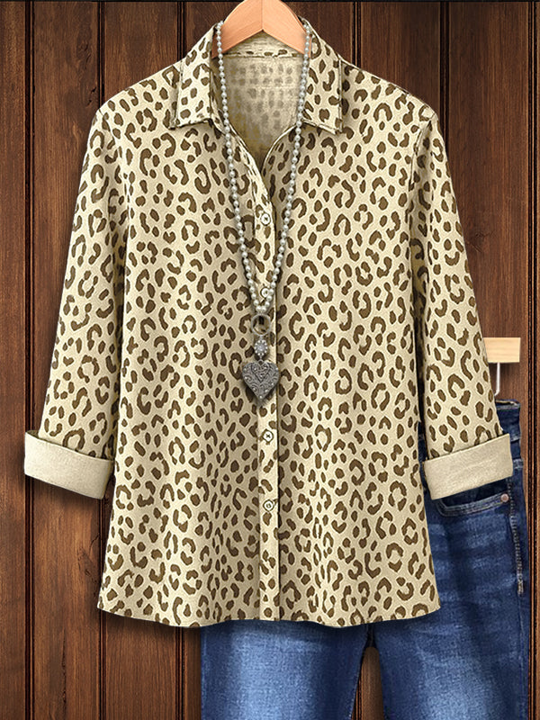 Navy Leopard Button-Up Shirt
