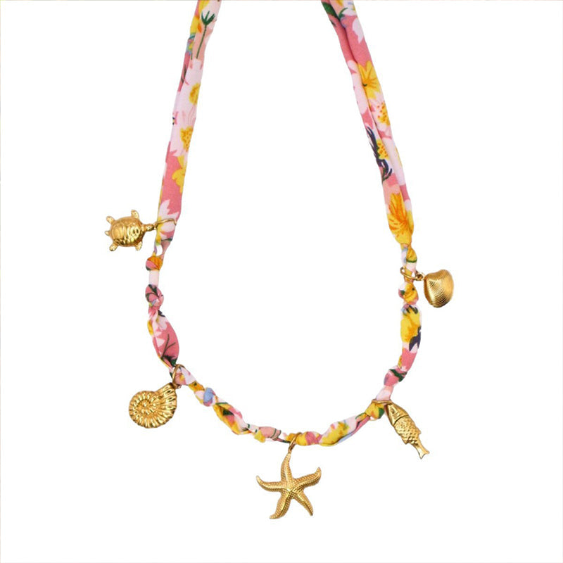 Ocean Multi-Decor Ribbon Necklace