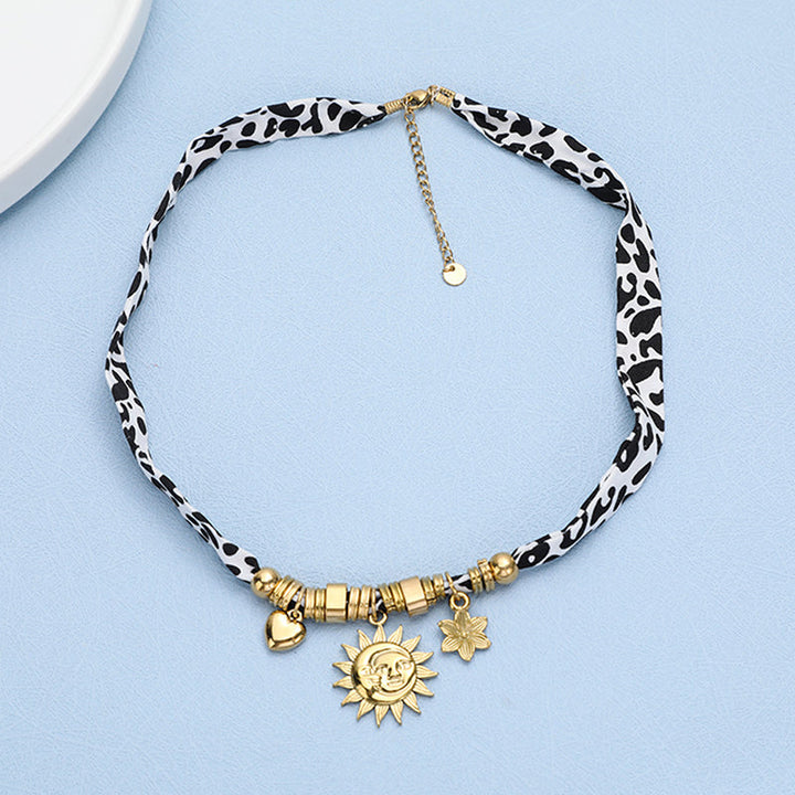 Leopard Print Alloy Pendant Necklace