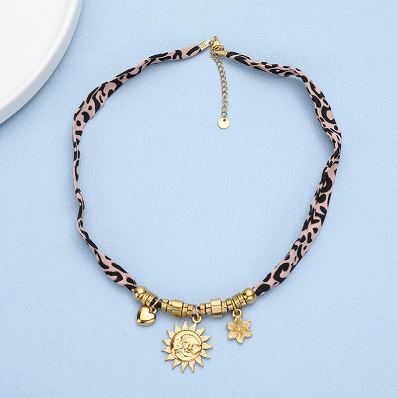 Leopard Print Alloy Pendant Necklace