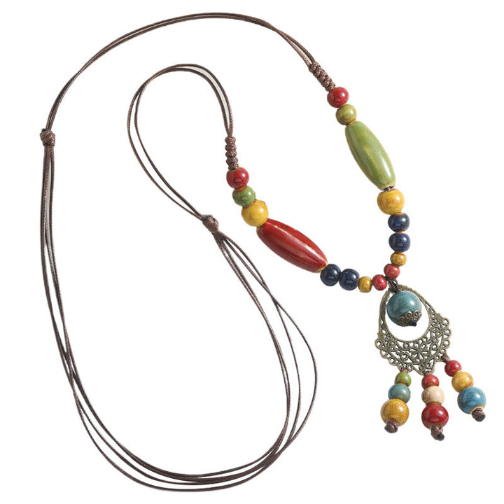 Boho Beaded Pendant Necklace