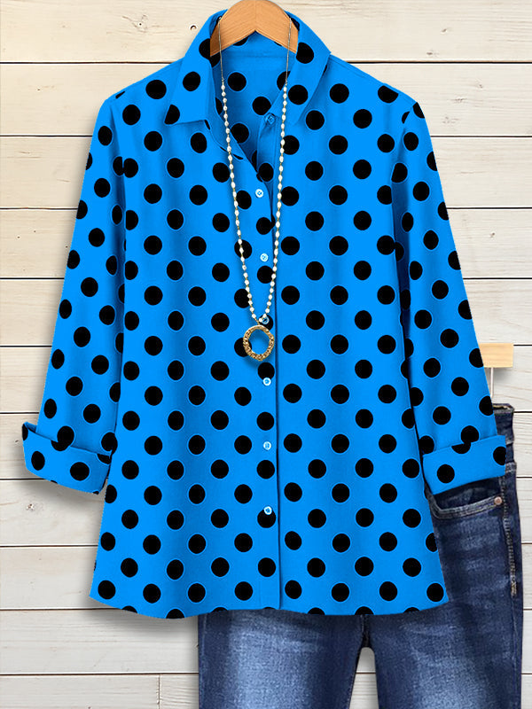 Orange Polka Dot Button-Up Shirt