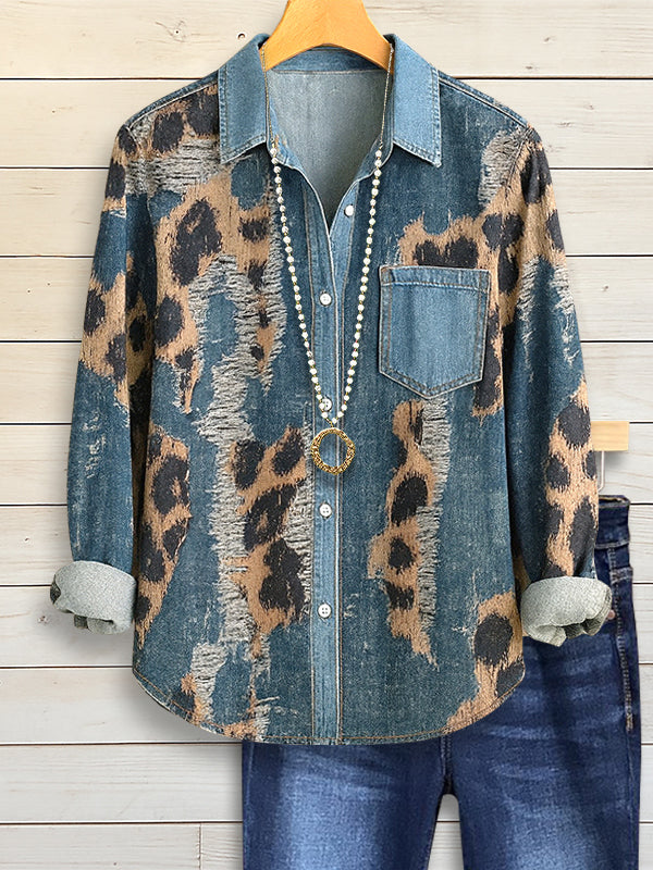 Wild Soul Leopard Denim Shirt