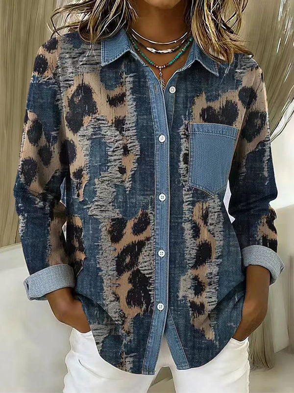 Wild Soul Leopard Denim Shirt
