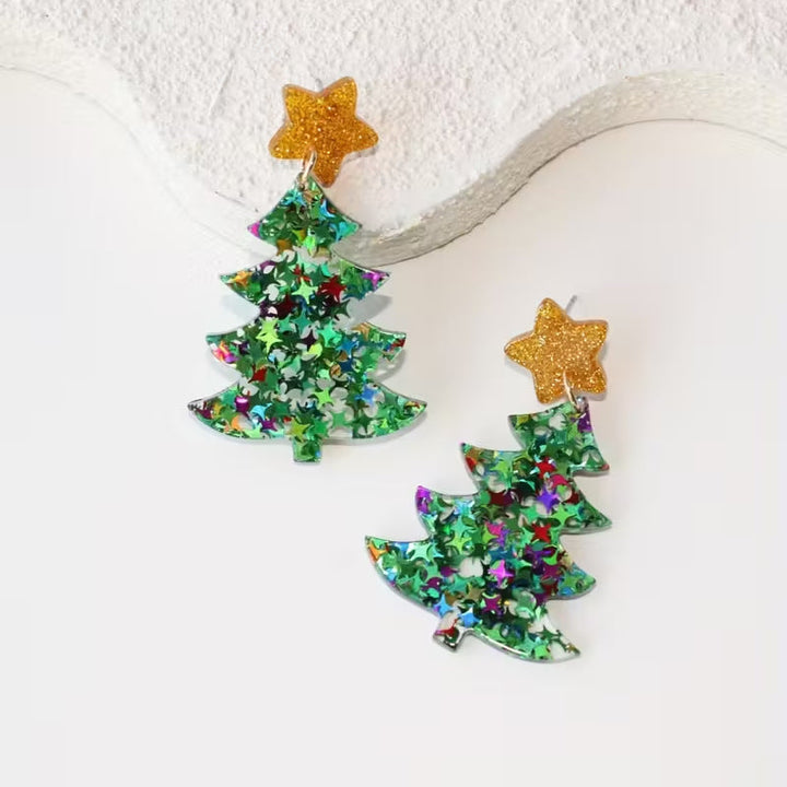 Christmas Tree Star Acrylic Earrings