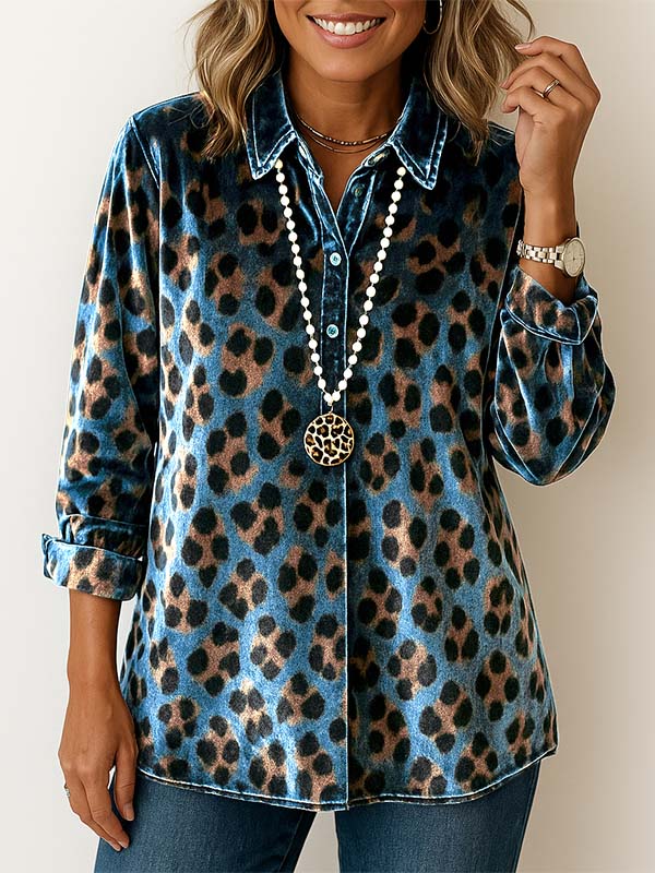 Midnight Leopard Velvet Button-Up Shirt