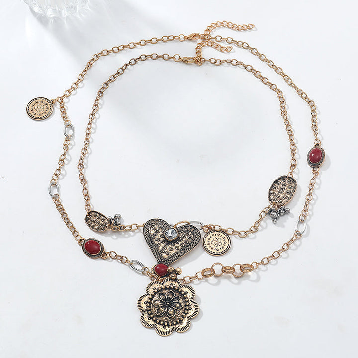 Boho Charm Layered Pendant Necklace
