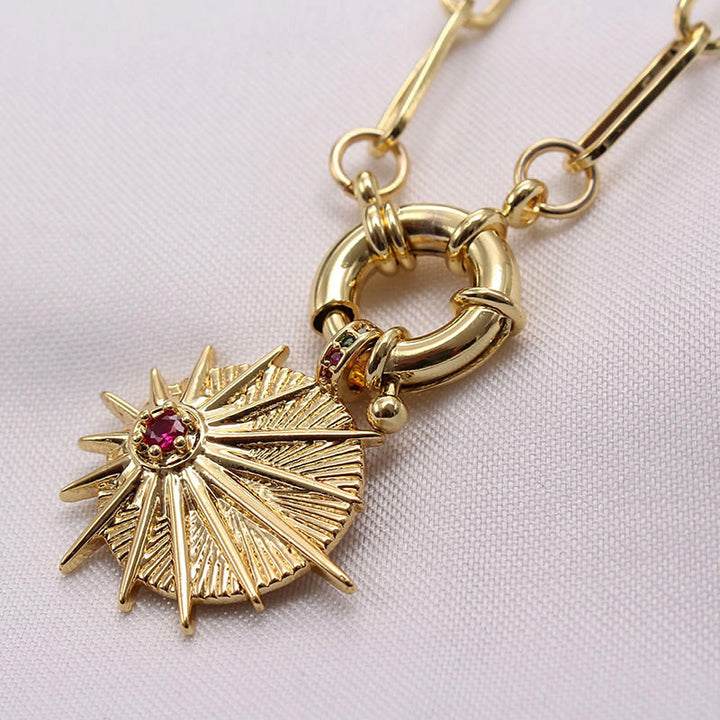 Sunburst Gem Pendant Necklace