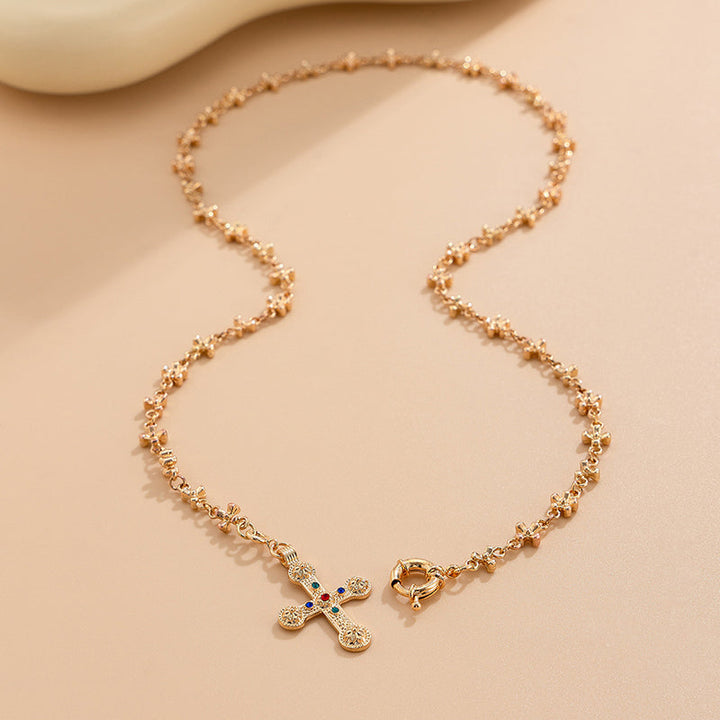 Vintage Filigree Cross Pendant Necklace