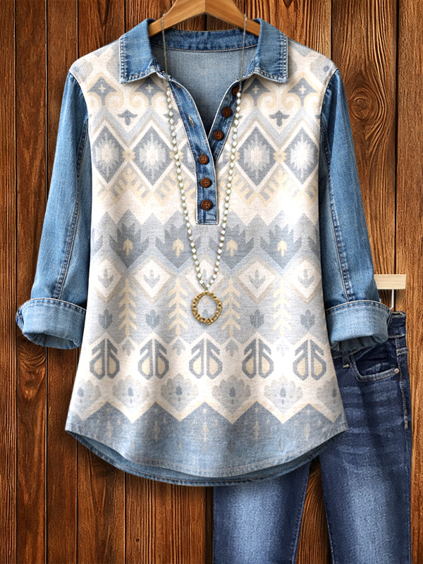 Desert Denim Henley Tunic