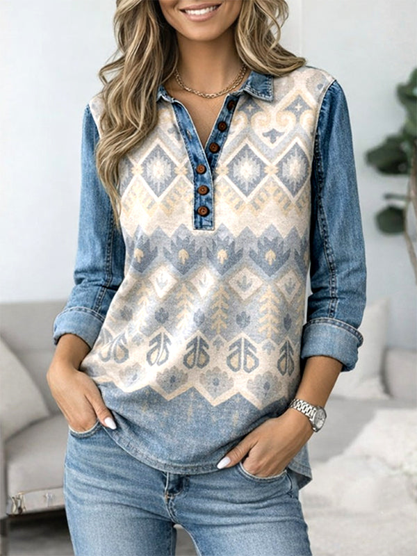 Desert Denim Henley Tunic