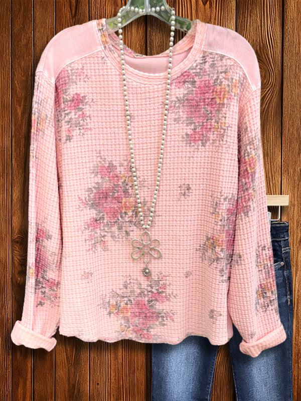 Rose Waffle Floral Lounge Top