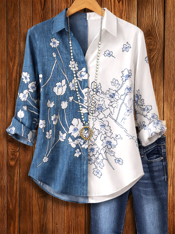 Coastal Bloom Patchwork Shirt