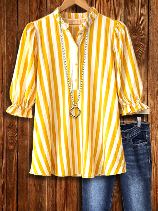 Sunny Stripe Puff Sleeve Blouse