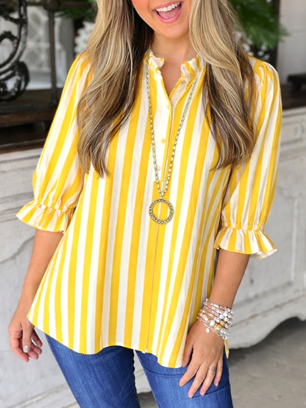 Sunny Stripe Puff Sleeve Blouse