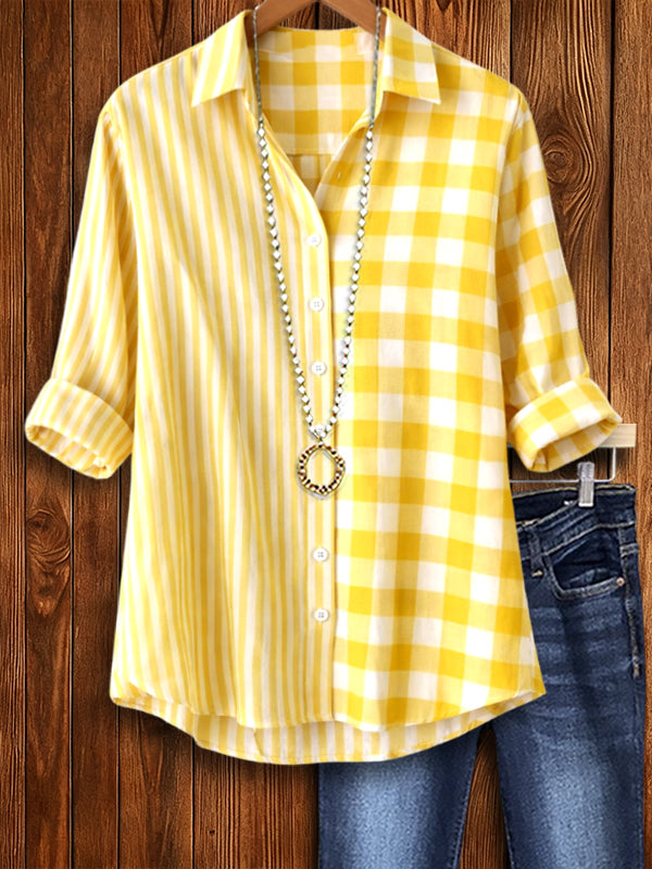 Sunshine Split Stripe & Check Shirt