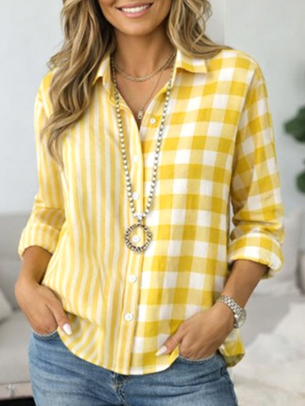 Sunshine Split Stripe & Check Shirt