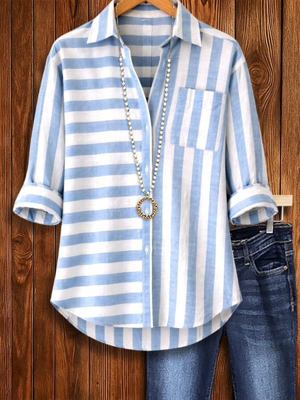 Classic Blue Stripe Button Shirt