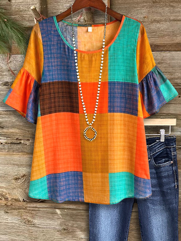 Sunset Mosaic Boho Blouse