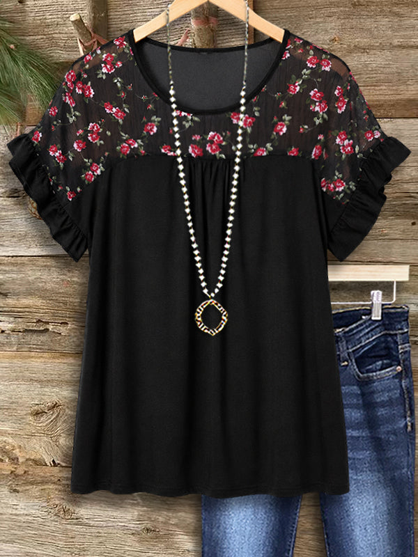 Midnight Bloom Mesh Blouse