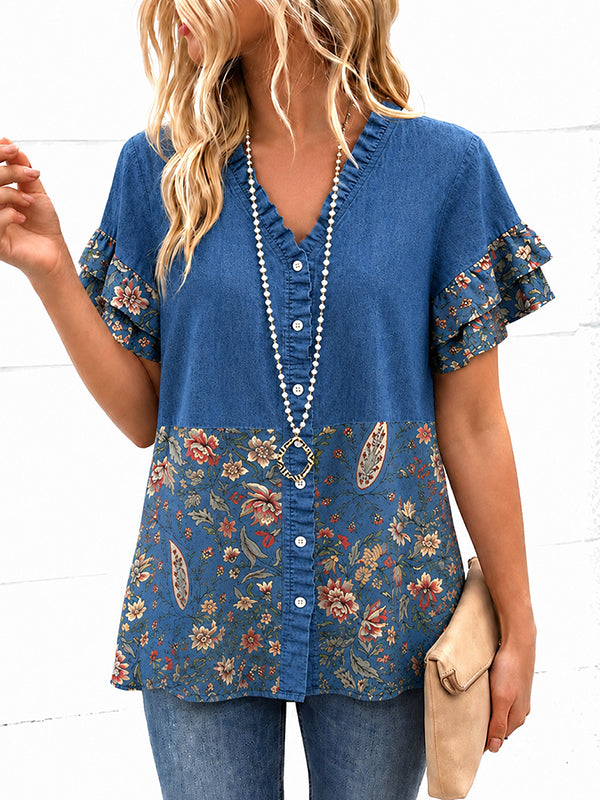 Boho Denim Garden Shirt