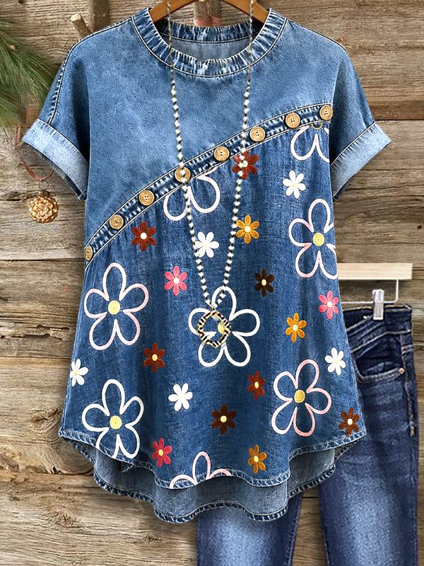 Floral Trail Denim Tee