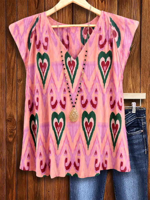 Boho Heartbeat V-Neck Top