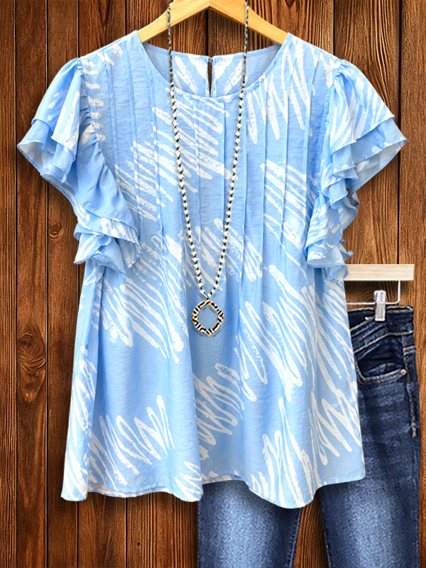 Sky Whisper Ruffle Sleeve Top