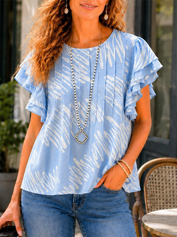 Sky Whisper Ruffle Sleeve Top