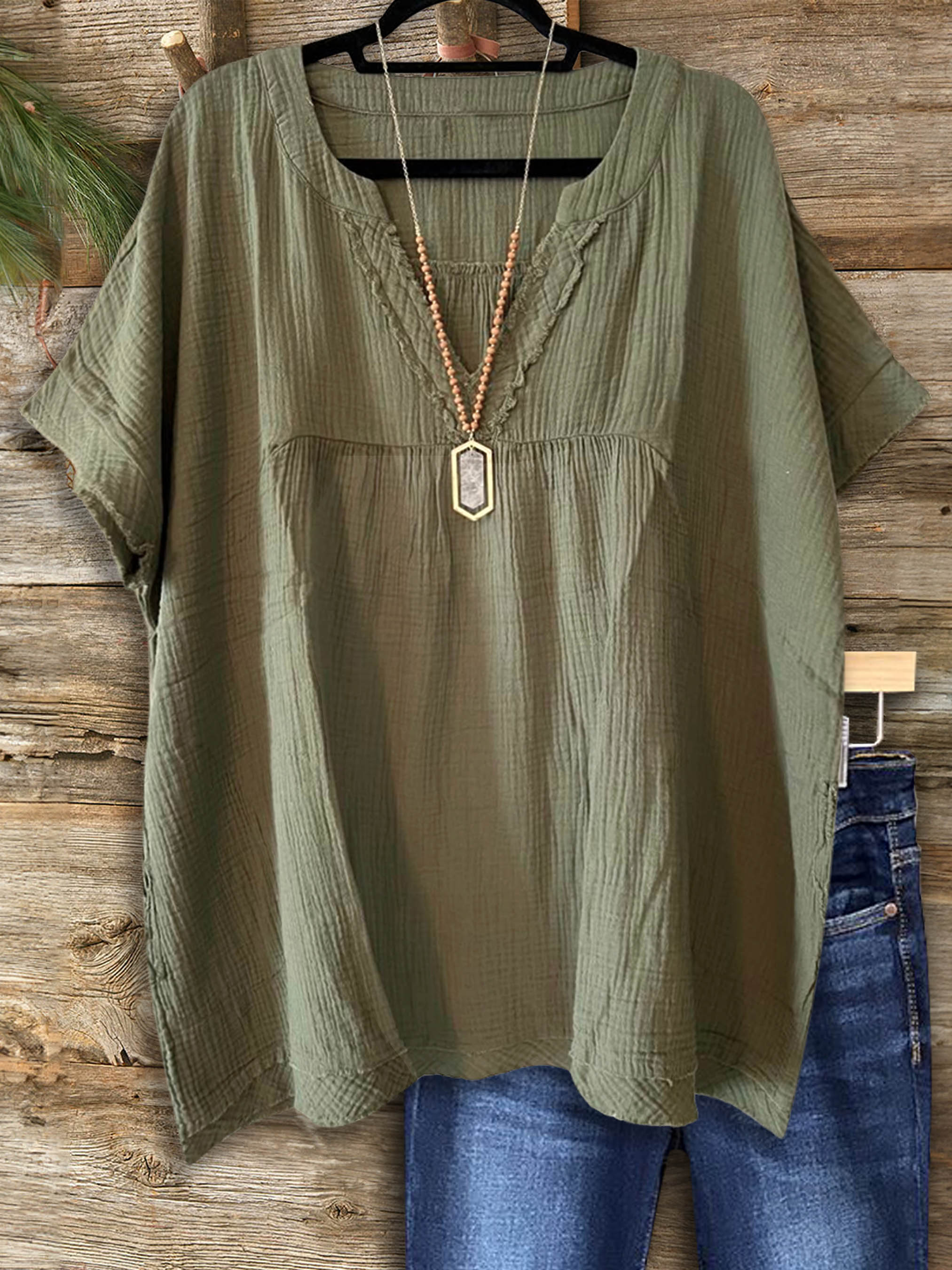 Solid Color Loose Casual Blouse