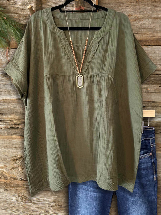 Solid Color Loose Casual Blouse