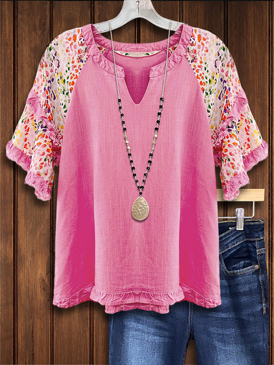 Colorful Dotted Fringed Casual Blouse