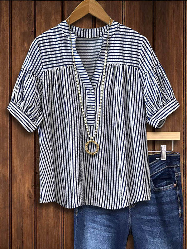 Classic Striped Versatile Casual Blouse