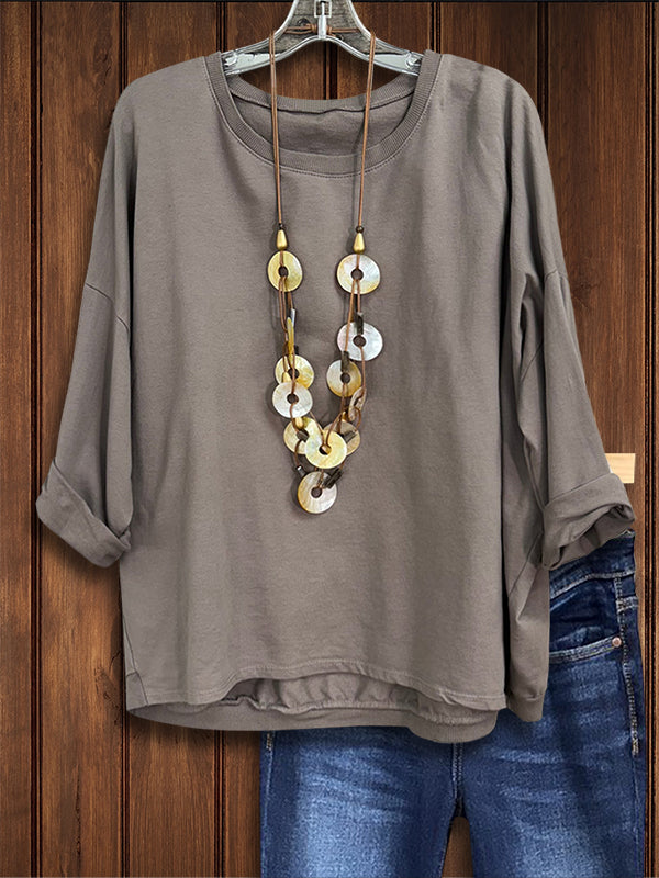 Solid Color Versatile Casual Sweatshirt