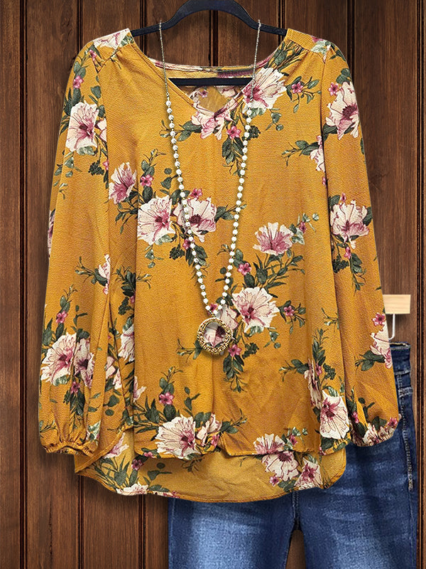 Vintage Floral Casual Blouse