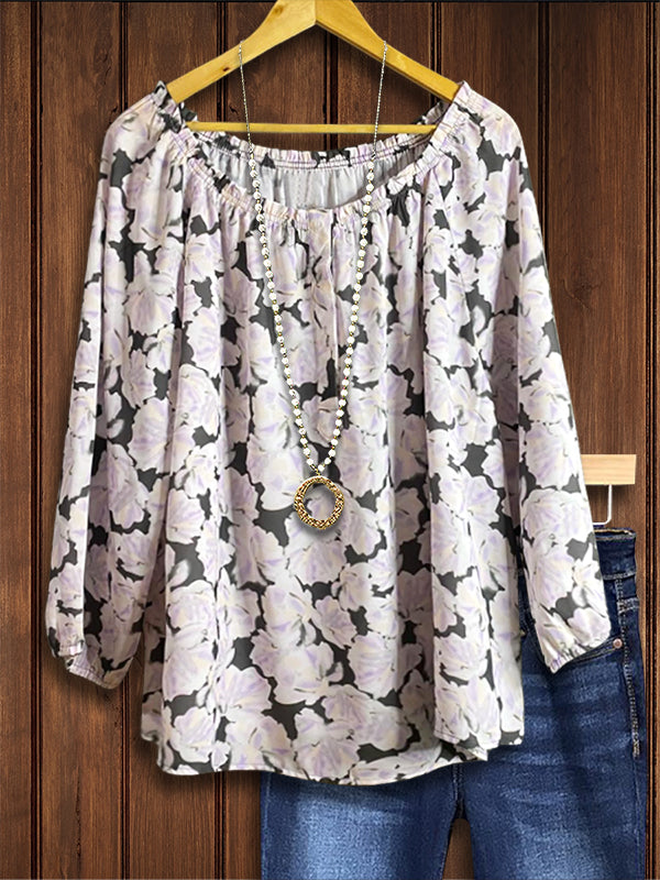 Flower Print Loose Casual Blouse