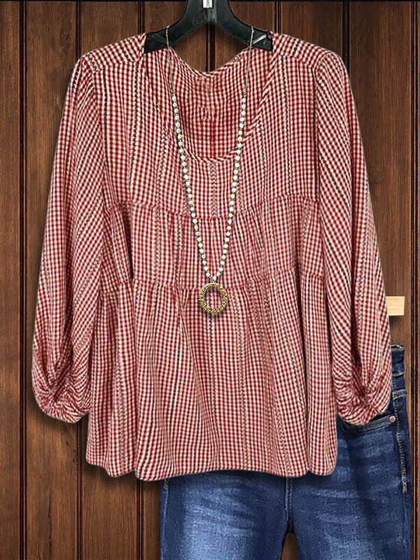 Classic Plaid Casual Blouse