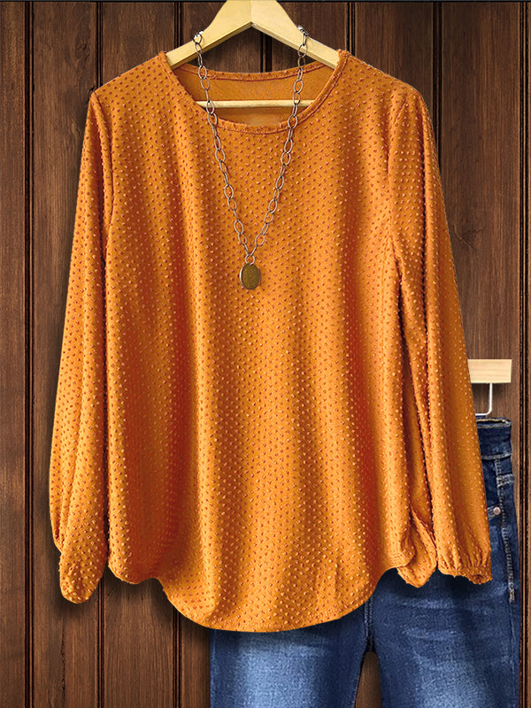 Solid Color Dot Texture Casual Blouse