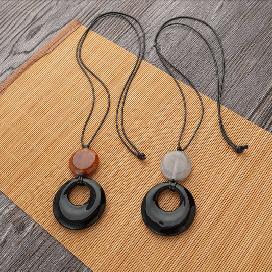 Natural Black Stone Simple Necklace