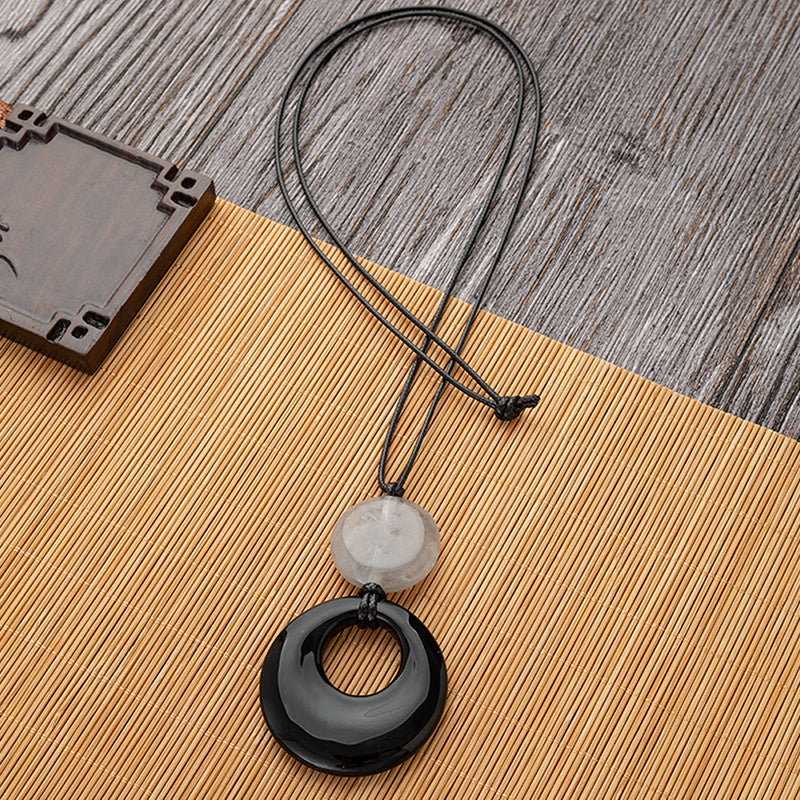 Natural Black Stone Simple Necklace