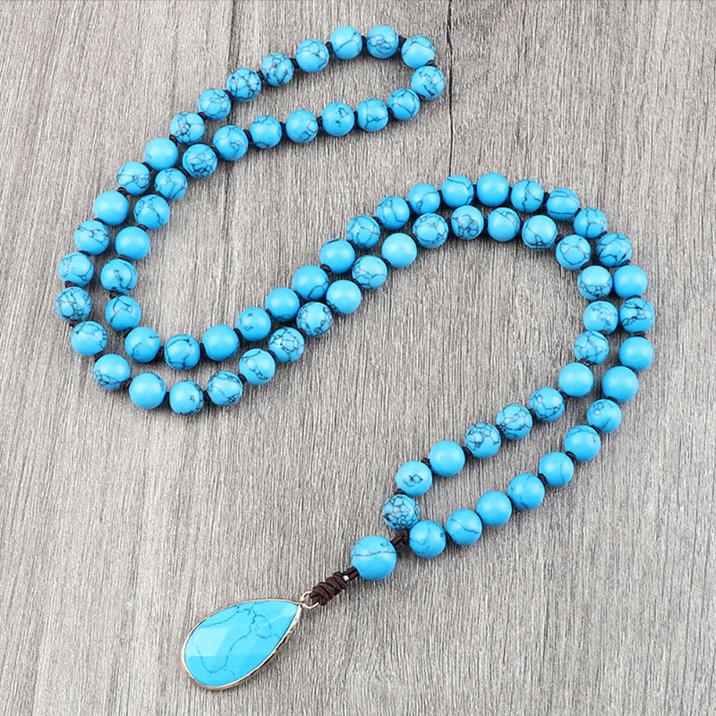 Ethnic Style Turquoise Water Drop Pendant Necklace