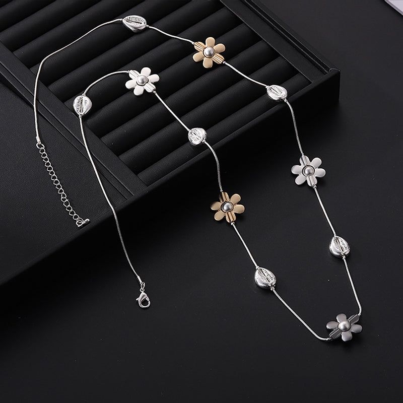 Flower Contrast Fashion Metal Necklace