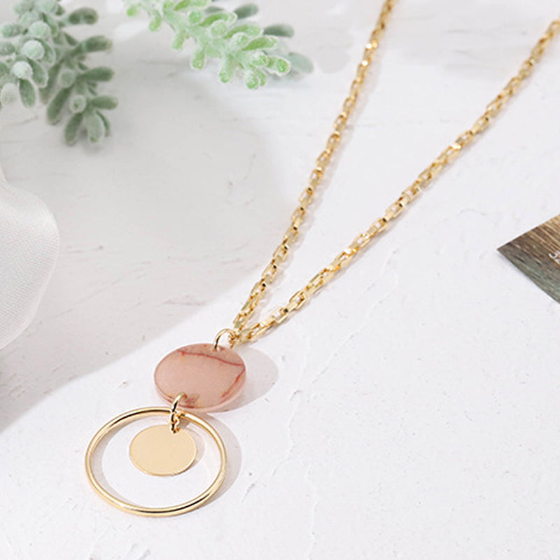 Circle Pendant Long Elegant Necklace