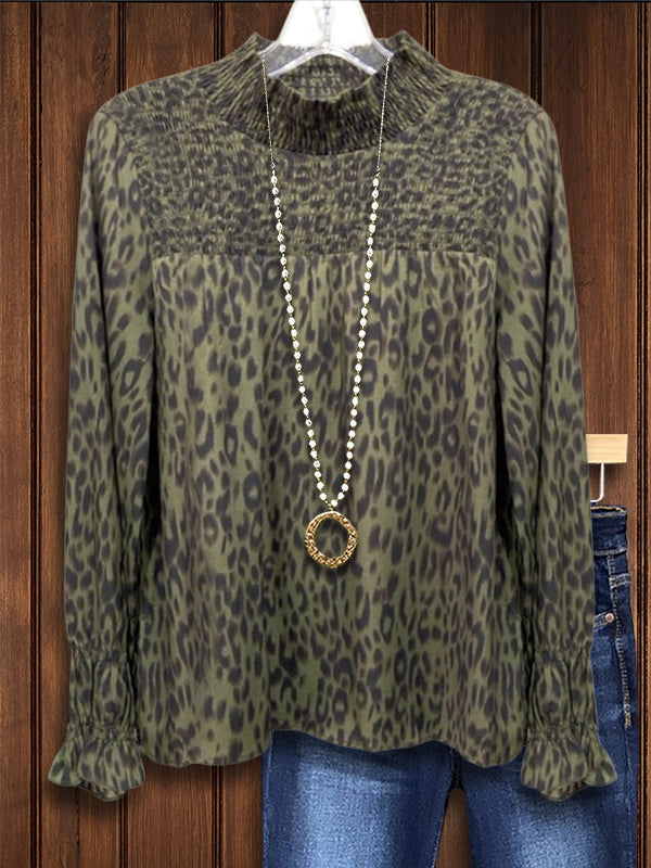 Classic Leopard Ruffle Blouse