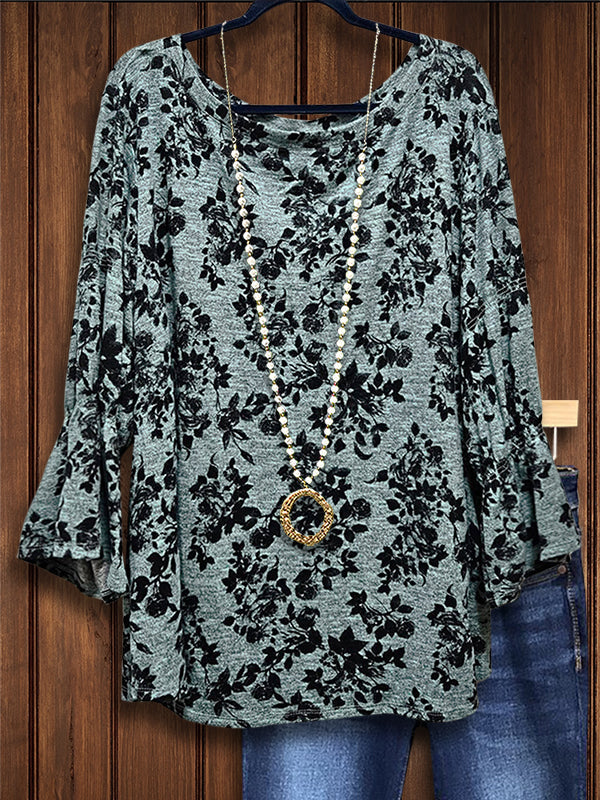 Floral Print Ruffled Blouse