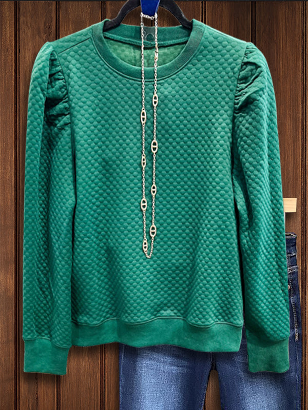 Solid Color Textured Fabric Fashion Sweatshirt