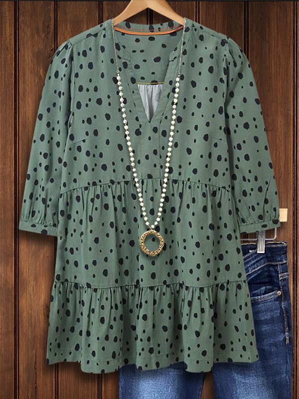 Irregular Dot Print Blouse